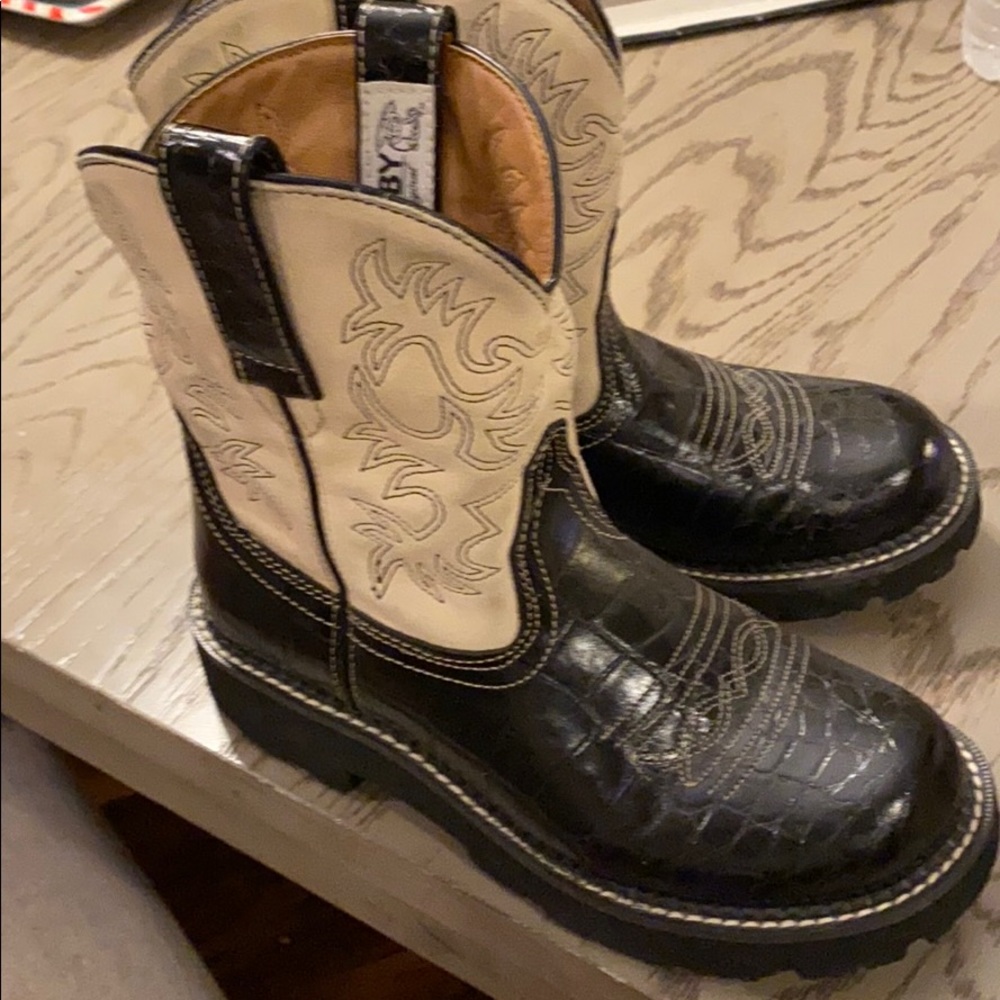 Fatba y cow girl boots black leather